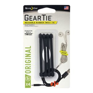 Nite Ize 4-Piece Reusable Rubber Twist Gear Tie Black 3inch Nite Ize 4-Piece Reusable Rubber Twist Gear Tie Black 3inch